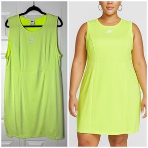 Nike Air Volt Yellow Lime Green Sleeveless Bodycon Athletic Dress Plus Size 1X